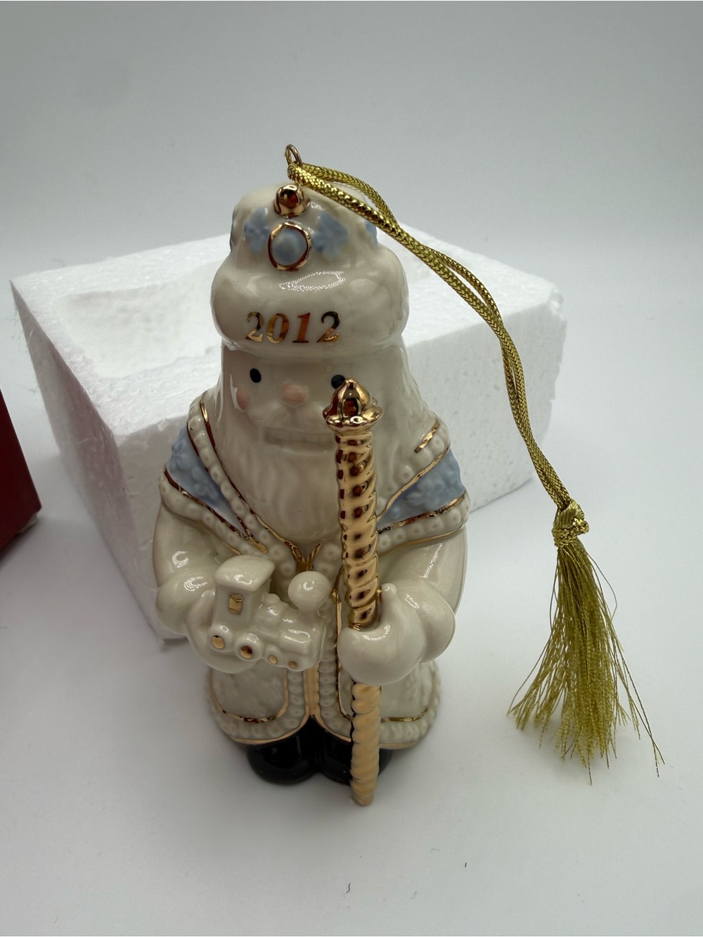 Lenox White and Gold Santa with Light Blue Accents Ornament